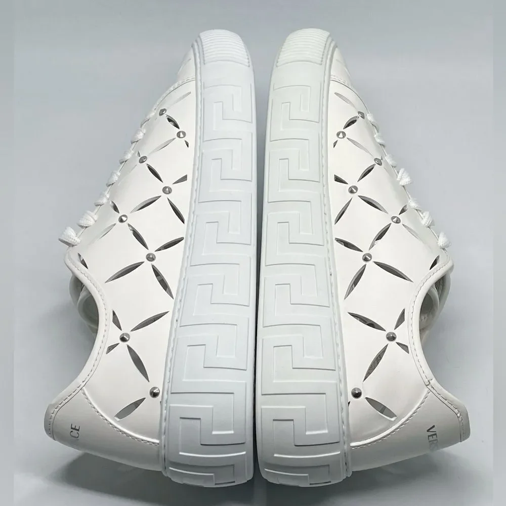Versace Laser-Cut Low-Top Leather Sneakers size 42/us size 9